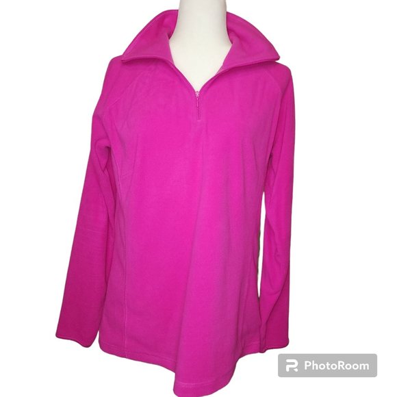 Columbia Tops - #070. Pink Pullover 1/4 Zip Fleece Sweater Jacket-Columbia